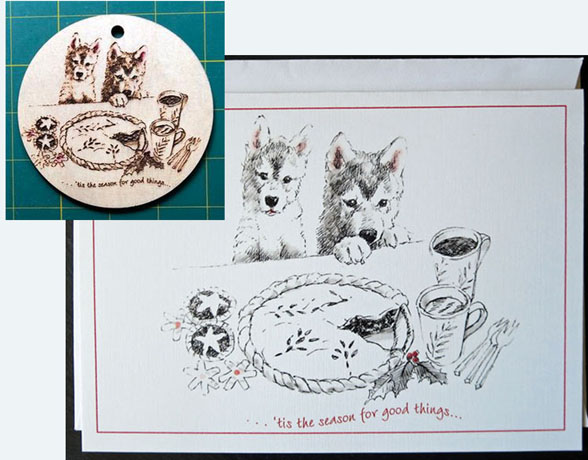 Howliday Card and Wooden Ornament